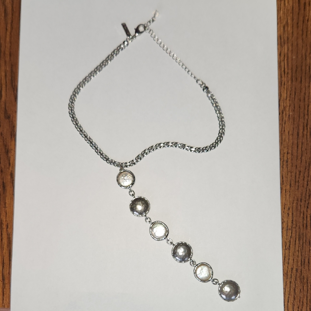 WHBM Silver Tone & Pearl Choker Necklace